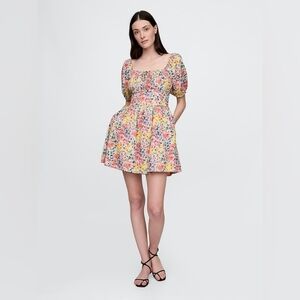 Gap Puff-Sleeve Mini Dress Multi Floral Print